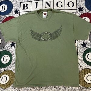 Y2K Harley Davidson Tee Green Men’s XL Made in USA